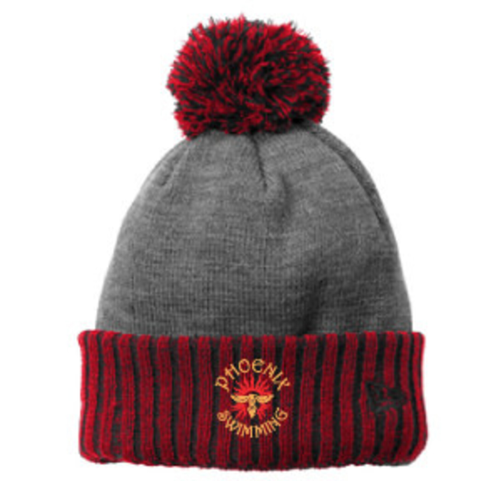 VSTP C-VSTP Colorblock Cuffed Pom Beanie Scarlet/Gray