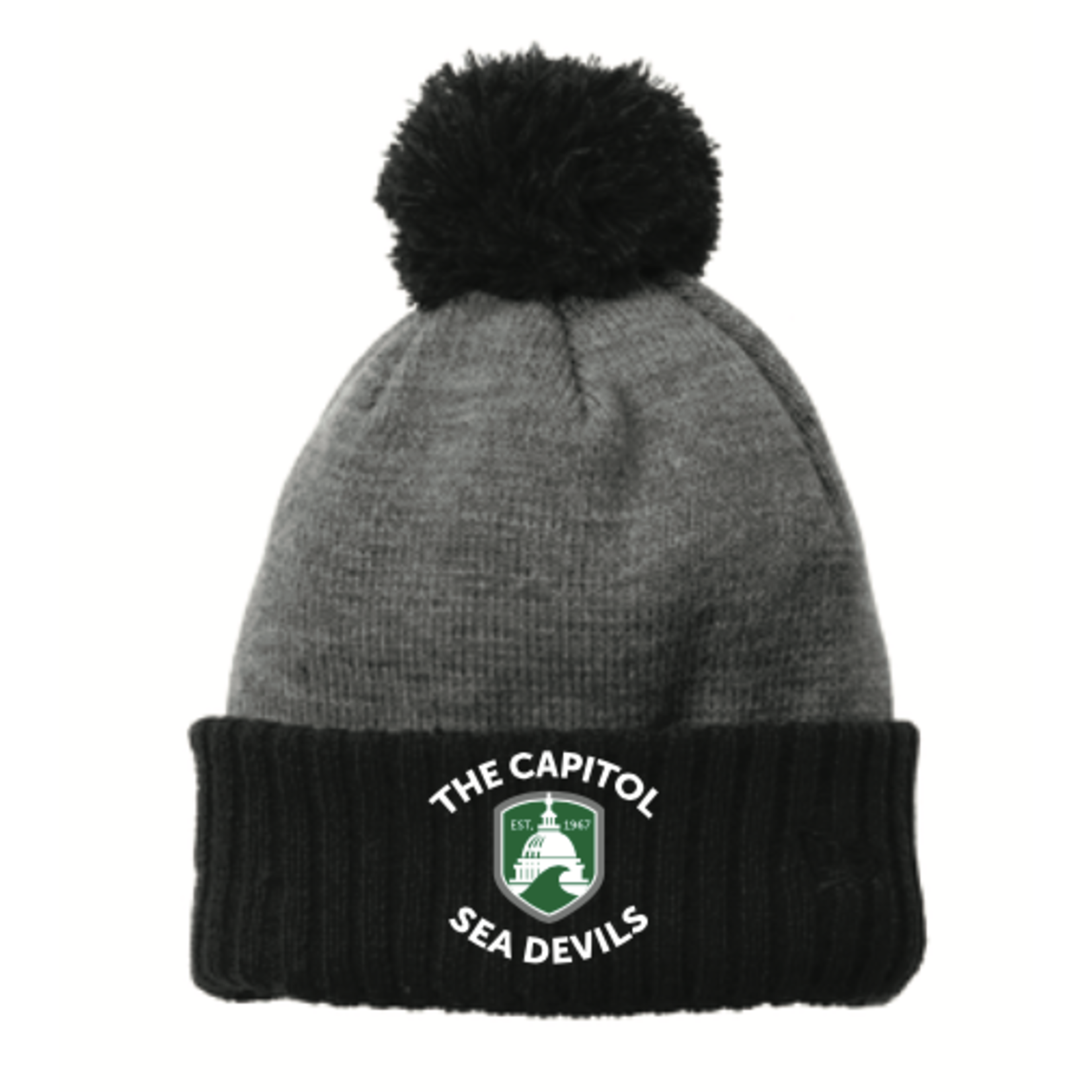 TCSD TCSD Colorblock Cuffed Pom Beanie Black Heather