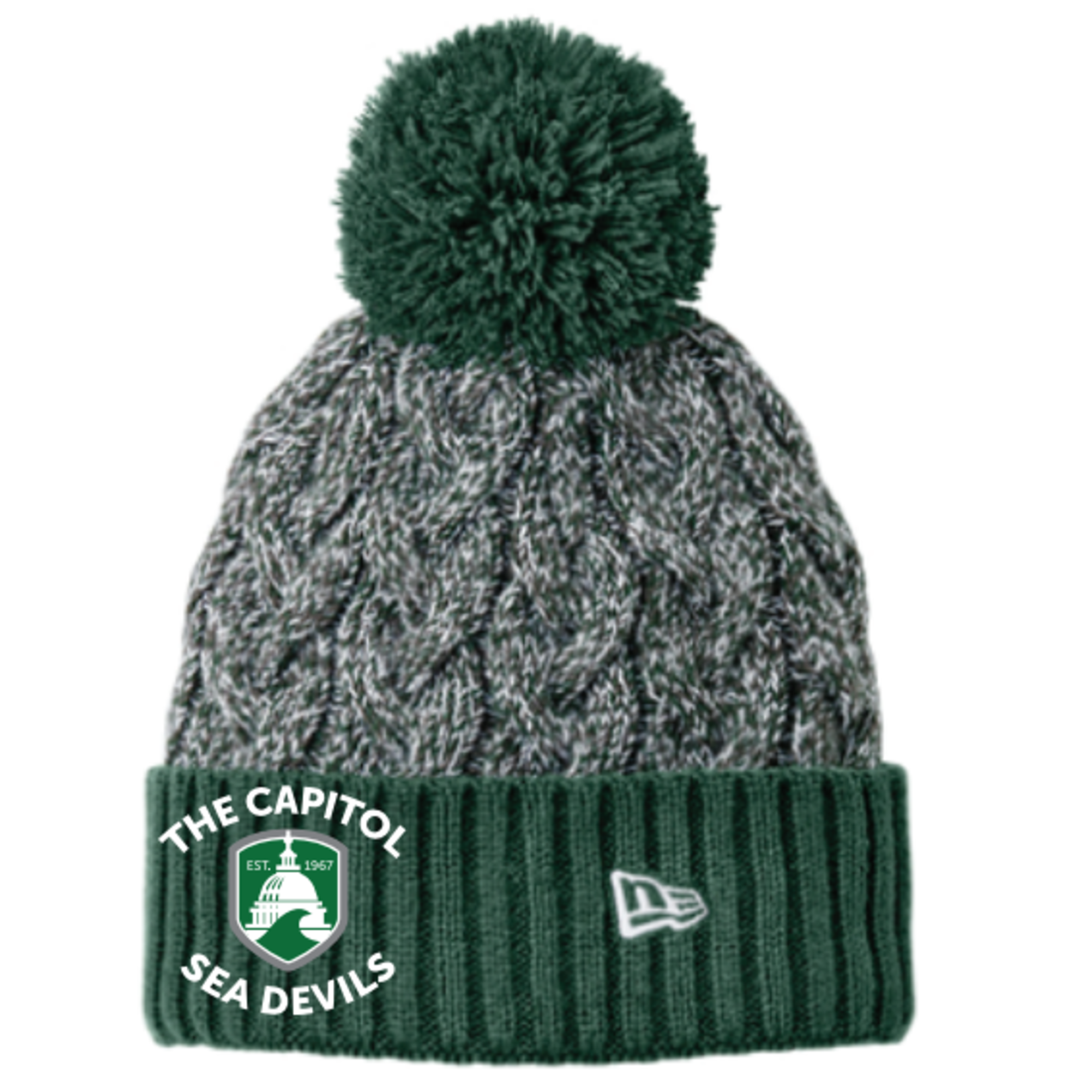 TCSD TCSD Marled Knit Pom Beanie Drk Grn/Graph/White