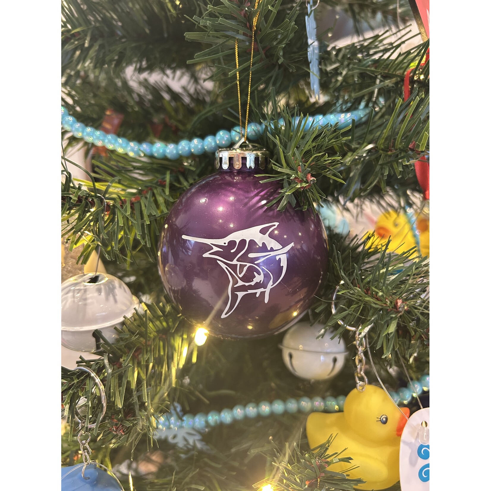 Potomac Marlins PM Holiday Ball Ornament Purple/White