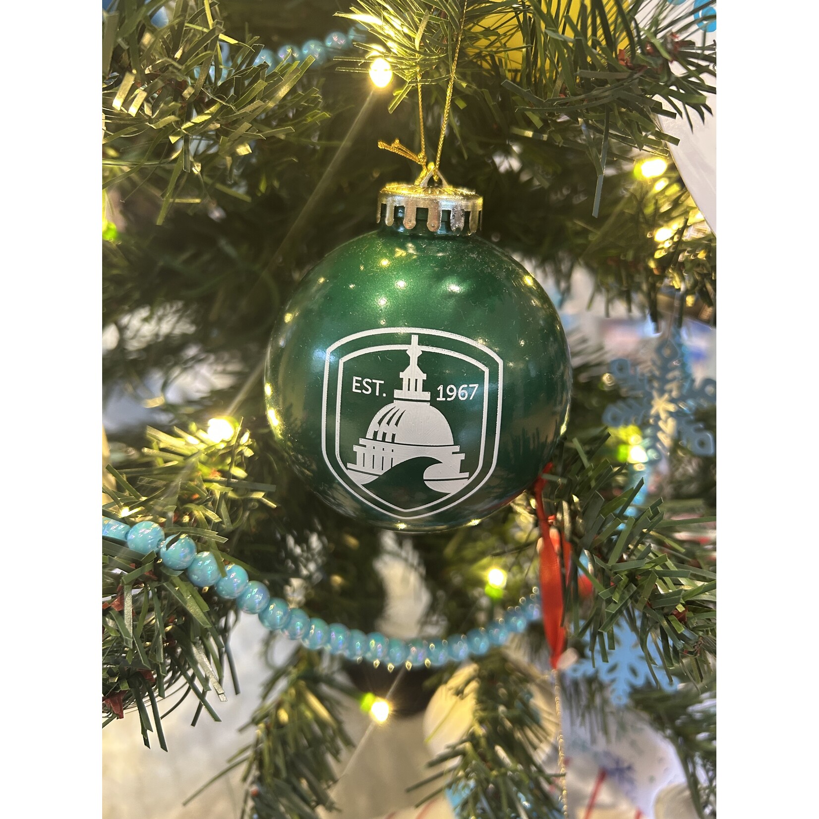 TCSD TCSD Holiday Ball Ornament Green/White