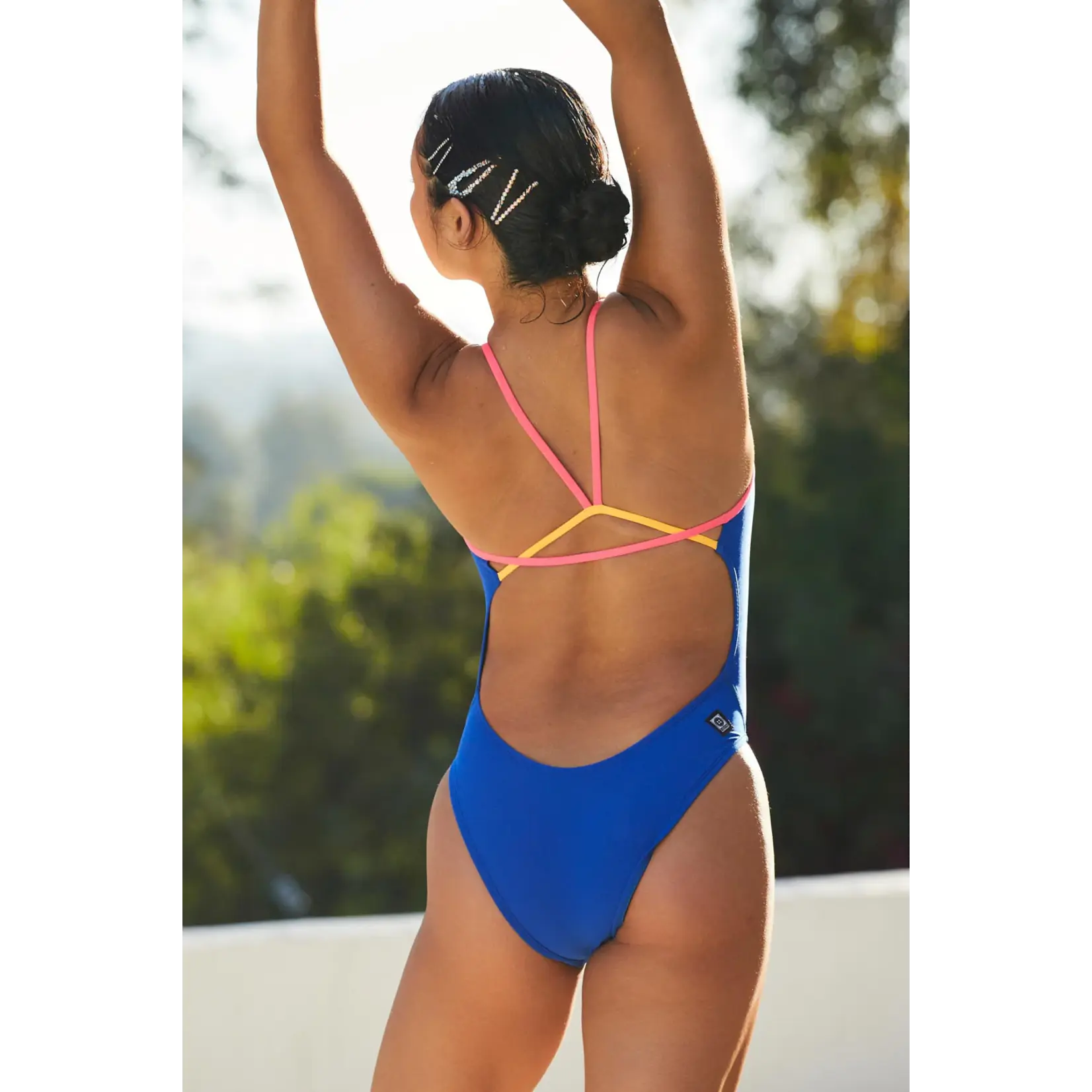 Jolyn Perry One Piece Swimsuit - Blueberry, Hot Pink & Mango Contrast