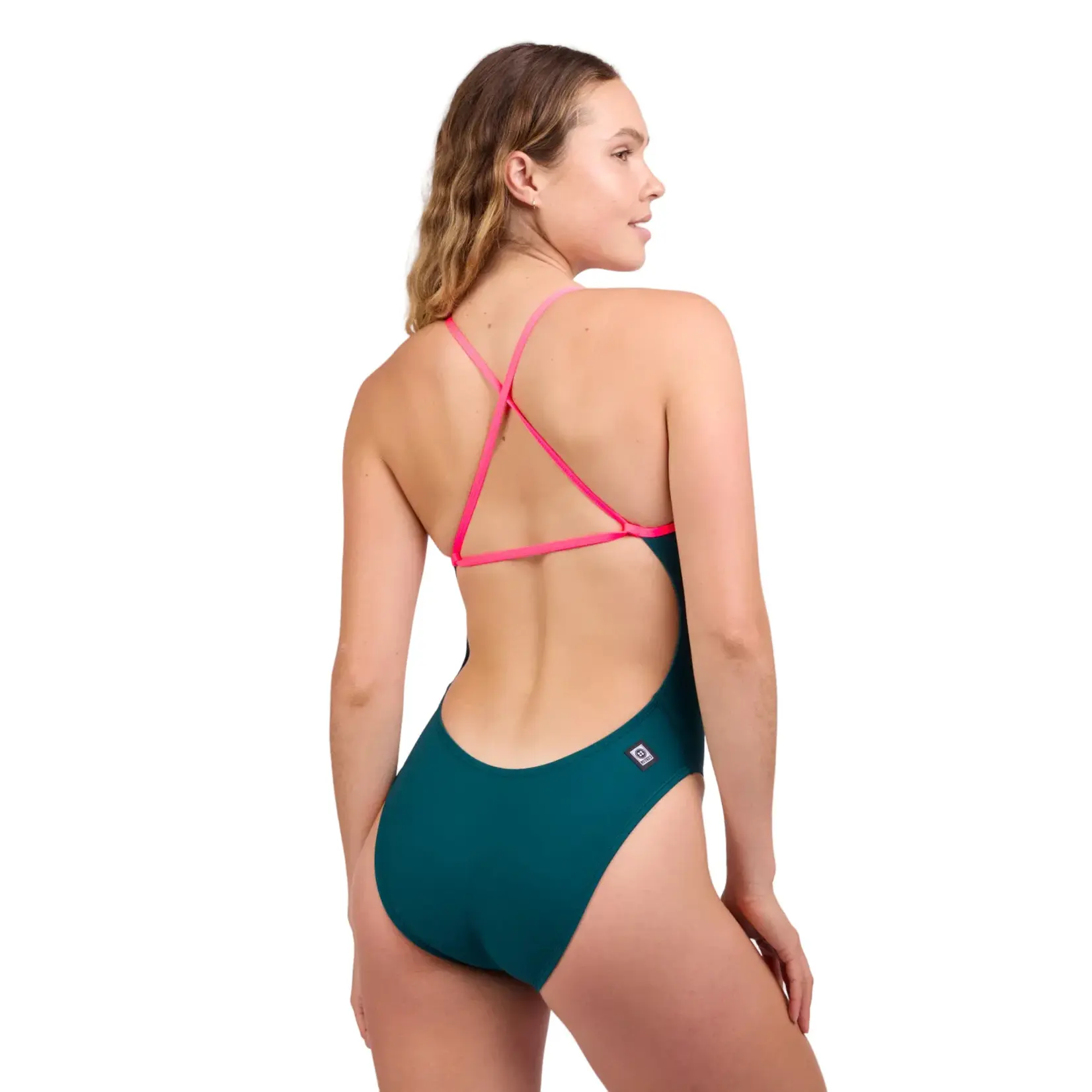 Jolyn Brandon One Piece Swimsuit - Peacock & Hot Pink Contrast
