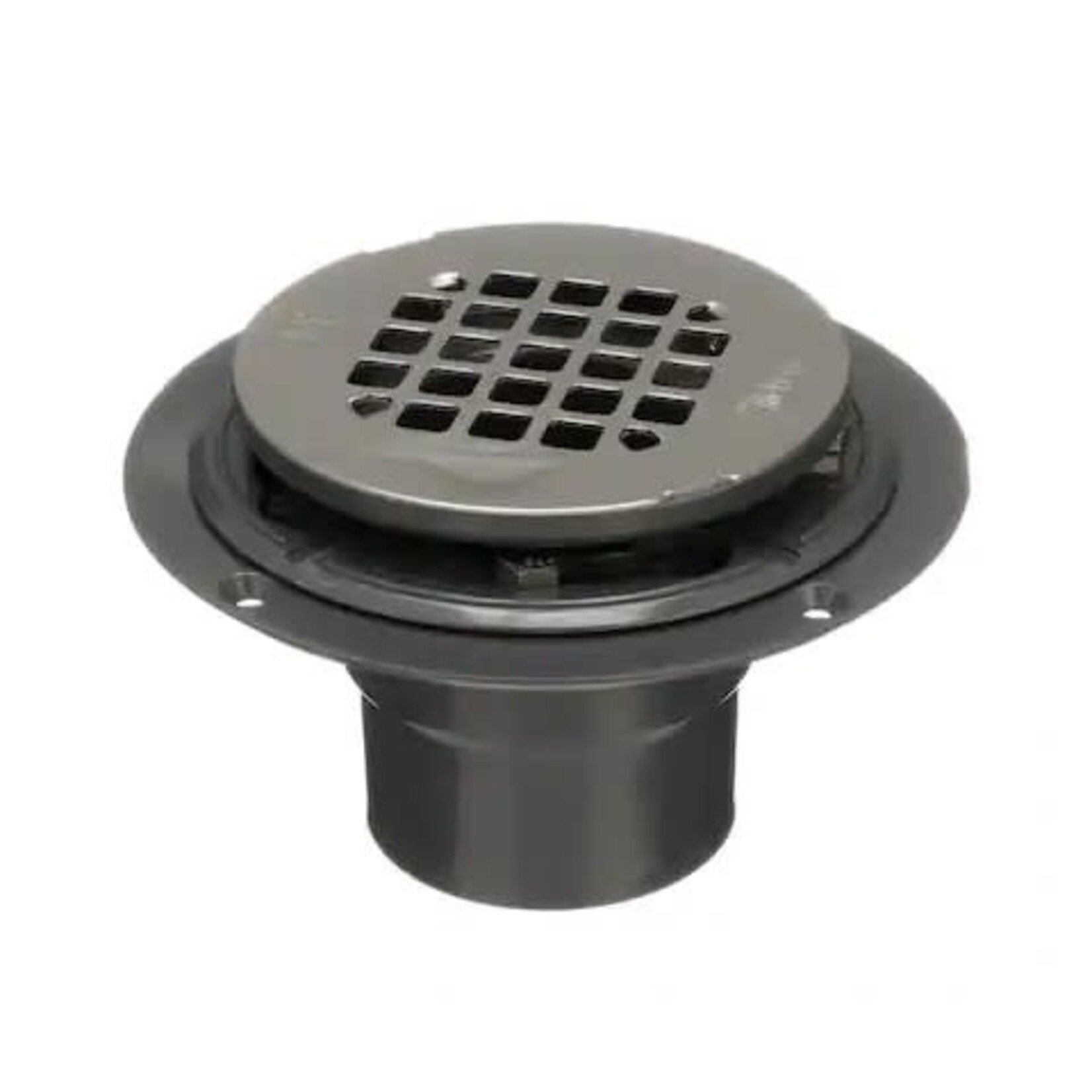 OATEY 2 IN ROUND GREY PVC SHOWER DRAIN W/ 4 1/4 IN SNAP IN STAINLESS STEEL DRAIN COVER