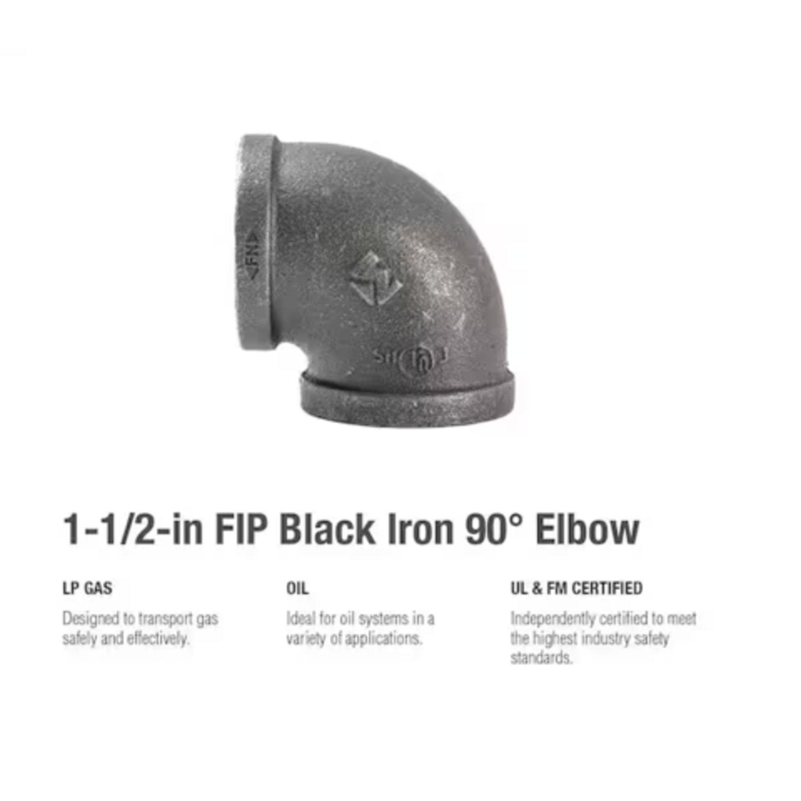 BLUEFIN 1 1/2 IN BLACK IRON 90 DEGREE ELBOW