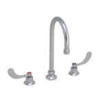 PROFLO 0.5 GPM WIDESPREAD BATHROOM FAUCET W/ WRIST BLADE HANDLES AND COLOR INDEXED CAPS
