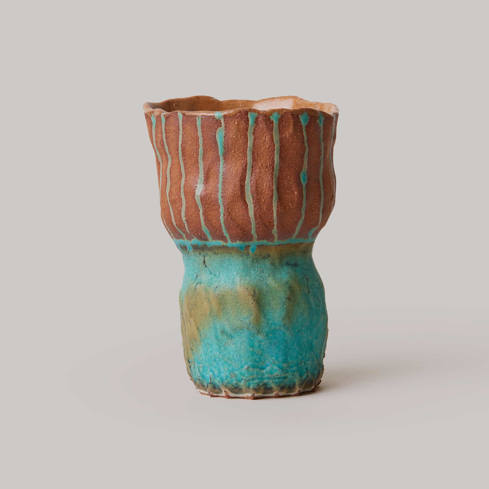 Bruno Grizzo Turquoise Tan Tiered Vase