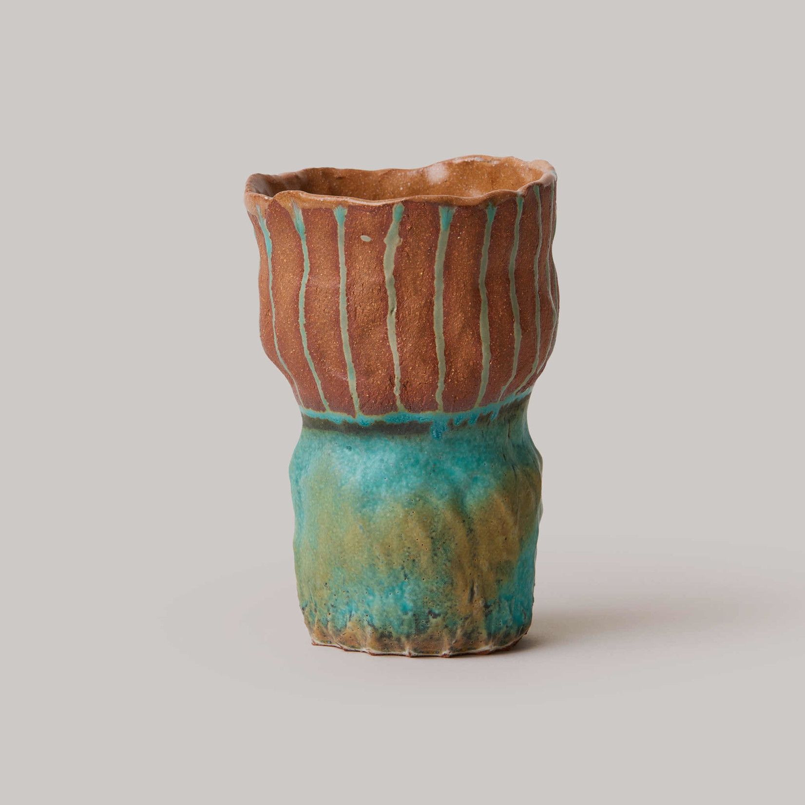 Bruno Grizzo Turquoise Tan Tiered Vase