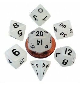 Metallic Dice Games Mini 10mm Polyhedral Dice Set: Glow White (7 dice)