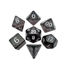 Metallic Dice Games Mini 10mm Polyhedral Dice Set: Ethereal Black (7 dice)