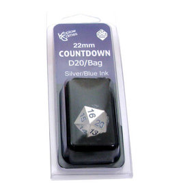 Koplow d20 Spindown - Silver Metal with Blue Paint and Bag