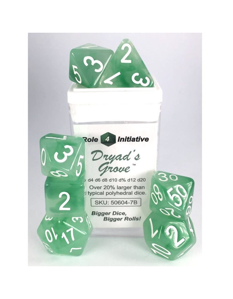 Role 4 Initiative Polyhedral Dice Set: Dryad's Grove (7 dice)