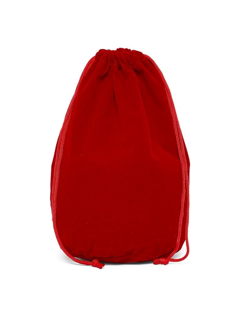 Friendly Dice Dice Bag: Round, Flat-bottomed Velour Bag, 8" x 5" - Red