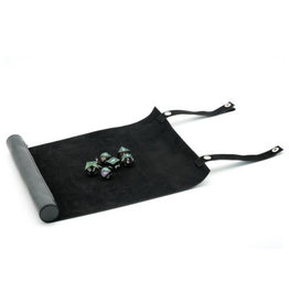 Friendly Dice Leatherette Rollable Dice Mat with Zipped Pouch / Scroll Case - Black