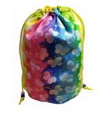 The Relentless Dragon Dice Bag: Rainbow Tie Dye Butterflies and Hearts with Yellow Lining (~7" x 9")