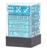 Chessex d6 Dice Set: 12mm: Translucent: Teal with White (36 Dice)