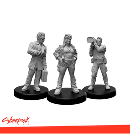Monster Fight Club Miniatures: Cyberpunk RED RPG: Edgerunners F - Solo, Exec CEO, Media