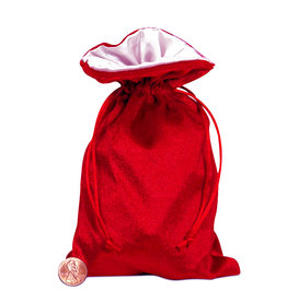 Friendly Dice Dice Bag: Red Velvet with White Satin Lining (about 5" x 8")