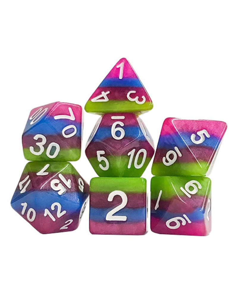 Friendly Dice Polyhedral Dice Set: Alien Slime (7 dice) (out of print)