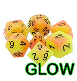 Friendly Dice Polyhedral Dice Set: Autumn Sunrise (Glow-in-the-Dark) (7 dice)