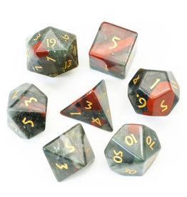 Friendly Dice Polyhedral Dice Set: Bloodstone Semi-Precious Gemstone Dice (7 dice)