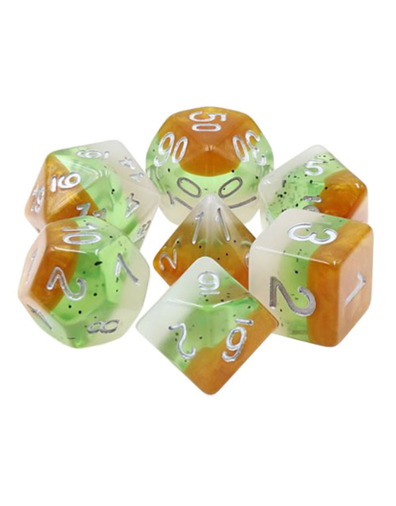 Friendly Dice Polyhedral Dice Set: Kiwifruit (7 dice)
