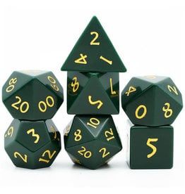 Friendly Dice Polyhedral Dice Set: Green Turquoise Dice with Leatherette Box (7 dice)