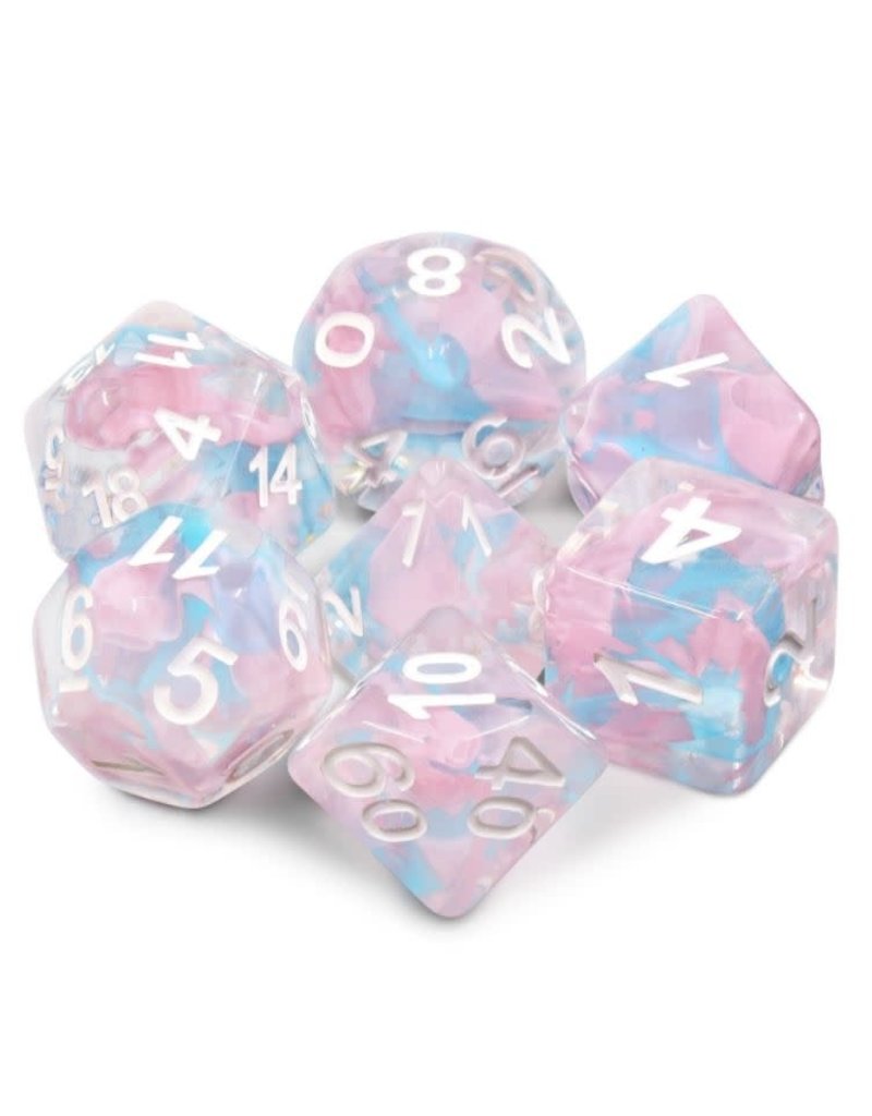 Friendly Dice Polyhedral Dice Set: Pink Butterfly (7 dice)