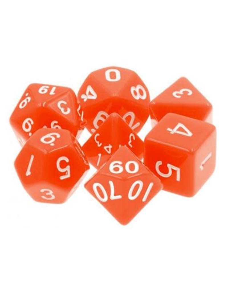 Friendly Dice Polyhedral Dice Set: Orange Opaque (7 dice)