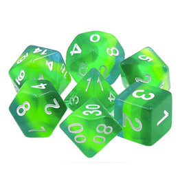 Friendly Dice Polyhedral Dice Set: Not-Quite Malachite (7 resin dice)