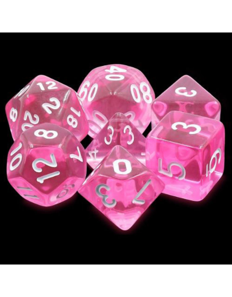 Friendly Dice Polyhedral Dice Set: Pink Gems (7 acrylic dice)