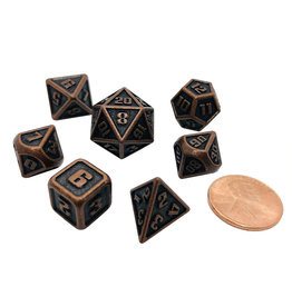 Friendly Dice Polyhedral Dice Set: Metal Mini Dice - Copper (7 dice in glass jar)