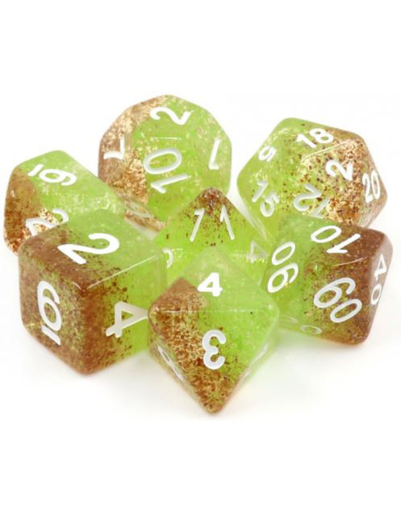 Friendly Dice Polyhedral Dice Set: Smashing Kiwis (7 dice)