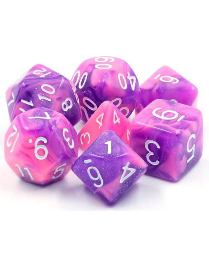 Friendly Dice Polyhedral Dice Set: Purple Whirlwind (7 dice)