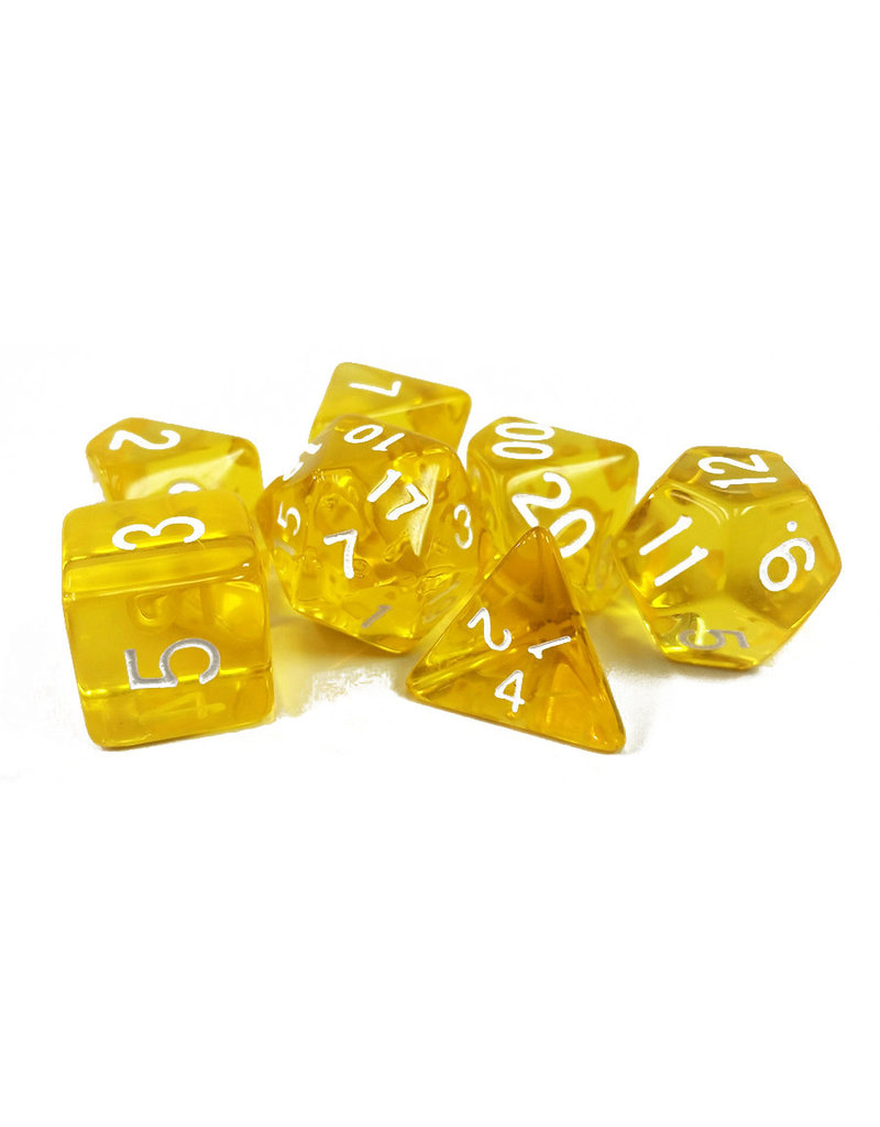 Friendly Dice Polyhedral Dice Set: Yellow Translucent (7 dice)