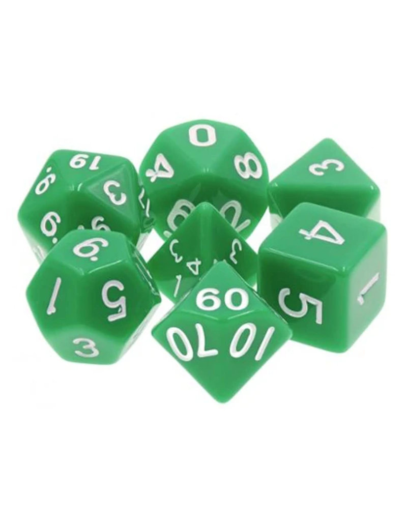 Friendly Dice Polyhedral Dice Set: Green Opaque (7 dice)