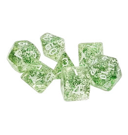 Friendly Dice Polyhedral Dice Set: Green Glitter (7 dice)