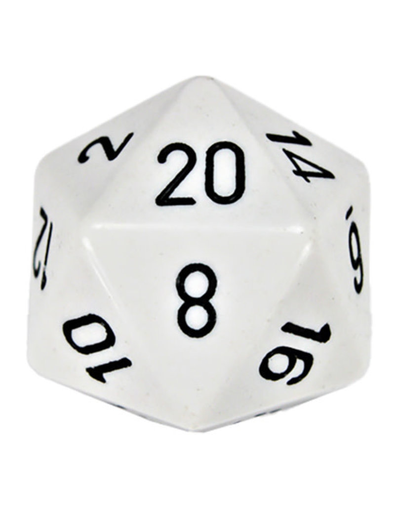 Chessex d20: 34mm: Opaque White with Black Paint