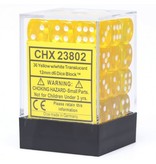 Chessex d6 Dice Set: 12mm: Translucent: Yellow with White (36 dice)