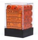 Chessex d6 Dice Set: 12mm: Opaque: Orange with Black (36 dice)
