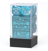 Chessex d6 Dice Set: 16mm: Cirrus: Aqua with Silver (12 dice)