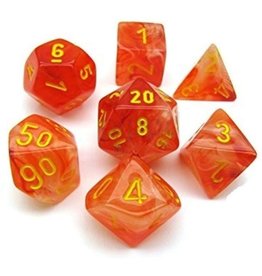 Chessex Polyhedral Dice Set: Ghostly Glow: Orange with Yellow Paint (7 dice)