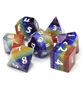 Friendly Dice Polyhedral Dice Set: Stone Rainbow (7 stone dice)