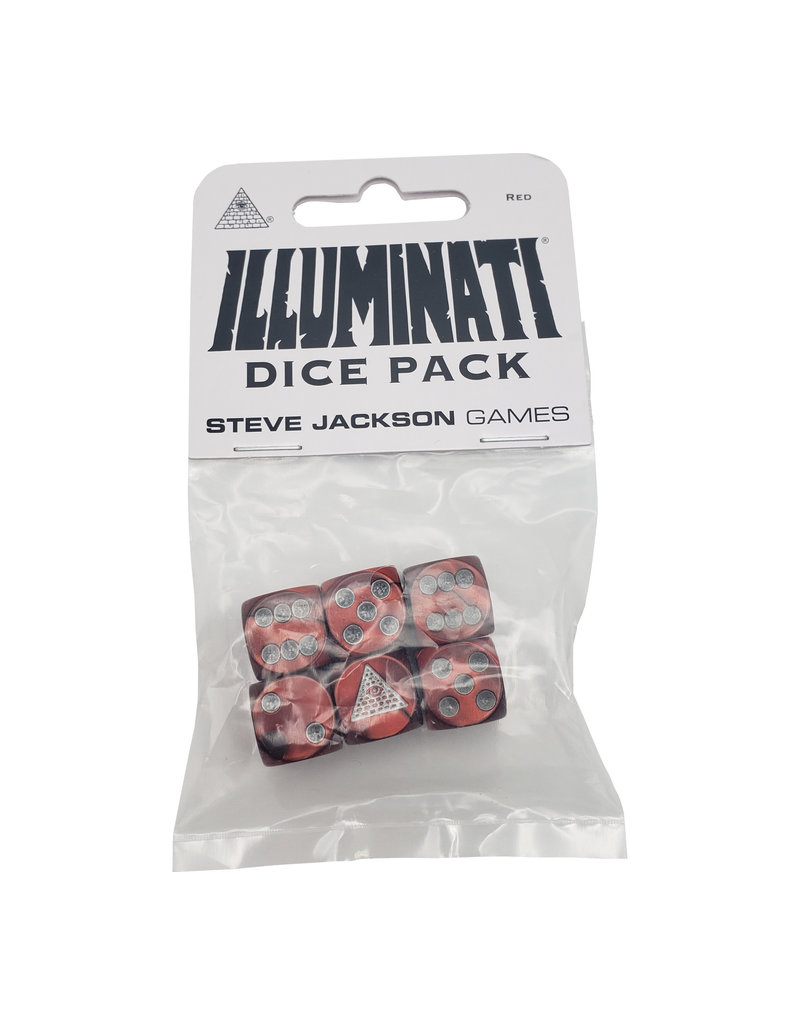 Steve Jackson Games Illuminati D6 Dice Pack: Pearlized Red with Silver Paint (Pipped)