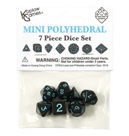 Koplow Mini 10mm Polyhedral Dice Set: Opaque Black/Blue Ink