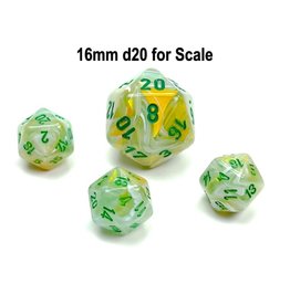 Chessex Mini Polyhedral d20: Marble: Green with Dark Green Paint