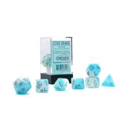 Chessex Polyhedral Dice Set: Gemini Pearl Turquoise-White with Blue (7 dice)