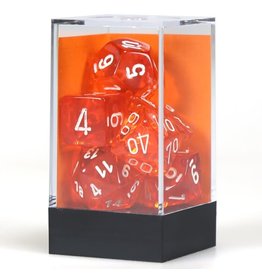Chessex Polyhedral Dice Set: Translucent: Orange with White Paint (7 dice)