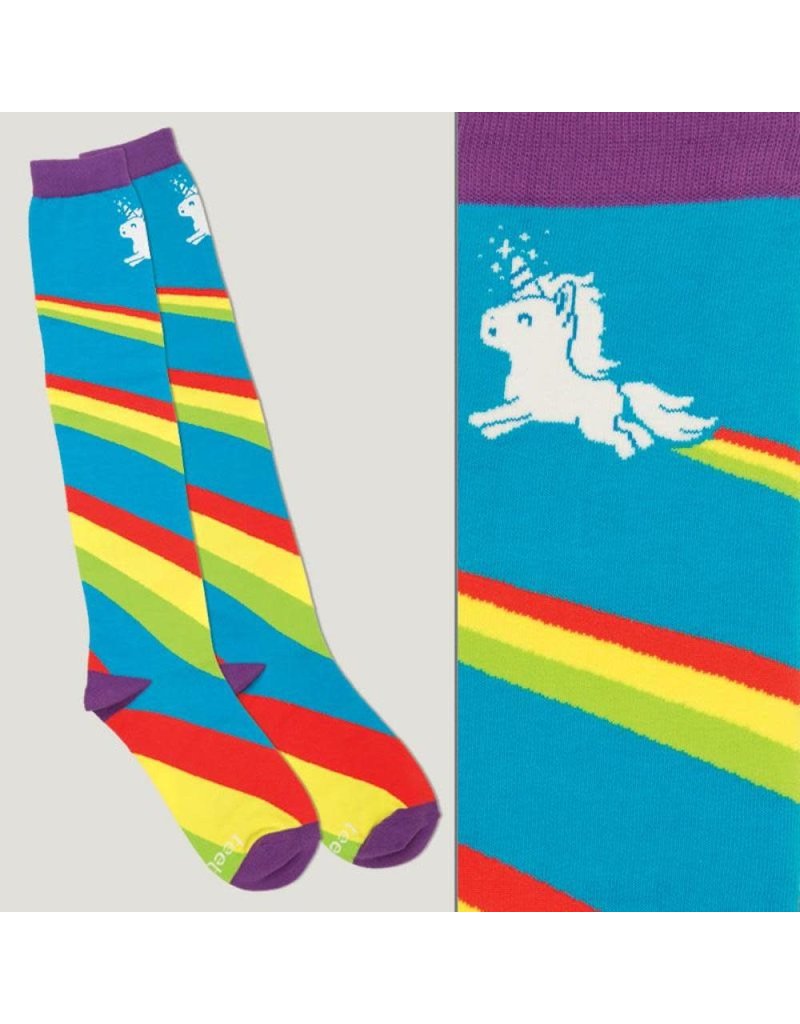 TeeTurtle Socks: Rainbow Unicorn Knee High Socks