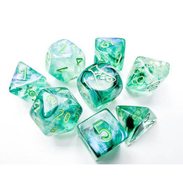 Chessex Polyhedral Dice Set: Lab Dice: Borealis Luminary: Kelp with Light Green (7+1 dice)